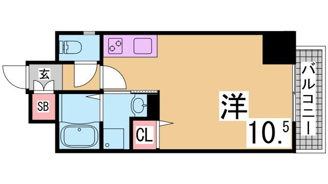 神戸市兵庫区大開通７丁目の賃貸マンションの間取り