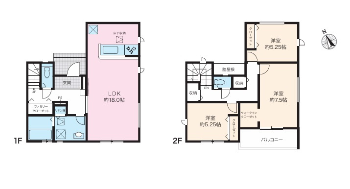 高知市高見町 2期2棟2 新築戸建ての間取り|2号棟