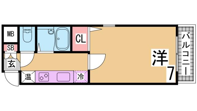 神戸市長田区久保町３丁目の賃貸マンションの間取り