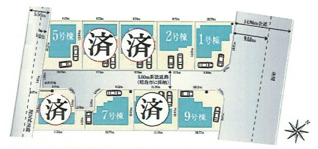 昭島市拝島町5丁目　新築戸建全9棟の区画図