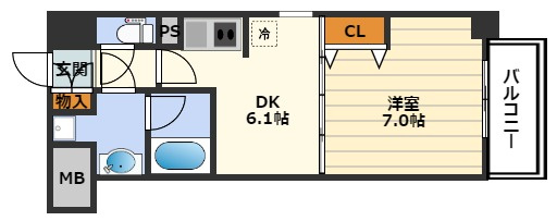 南森町プライマリーワンの間取り|※内装写真は反転タイプです