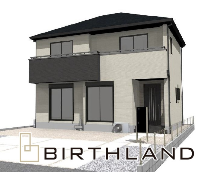 太田市由良町　Kダンパー　全17区画の外観パース|■16号棟　完成予定図
ホワイトにグレーのアクセントが映える外観になります♪