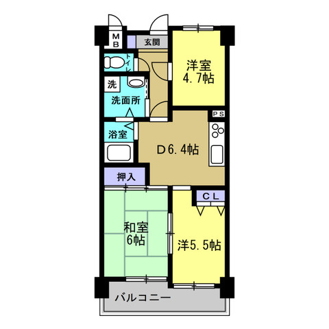 岩出市堀口の中古マンションの間取り