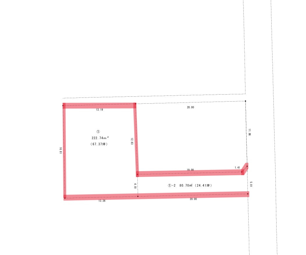 コンフォートヒルズ前橋東片貝町2期　1号地の区画図