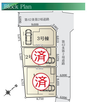 茅ヶ崎市南湖2丁目　新築戸建　3号棟の区画図|3号棟です♪
