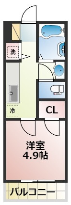 熊本市西区池田４丁目の賃貸マンションの間取り