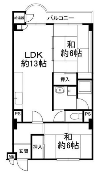 【間取り】 | 山科音羽マンションＡ棟 | 専有面積57.07㎡