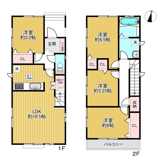 守山区脇田町の間取り|全居室収納付きの4LDK中古戸建