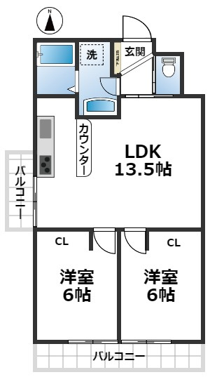 シャルマン衣笠金閣寺ハイツの間取り