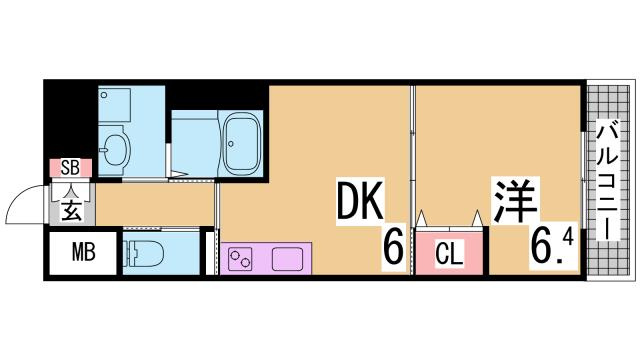 神戸市須磨区行幸町１丁目の賃貸マンションの間取り