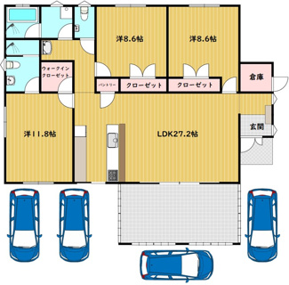 【間取り】 | Ｃｉｅｌ　Ｂｌｅｕ　ＫｕｓｈｉⅠ