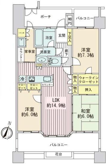 【間取り】 | レクセルマンション福生第二 | 3LDK
