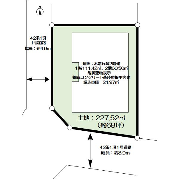 若葉台2丁目上物付土地の土地図