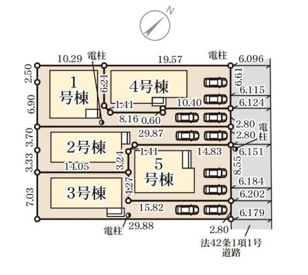 【区画図】 | 福岡市東区若宮4丁目第3　3号棟（全5棟）【仲介手数料無料・0円】 | 区画図です。3号棟