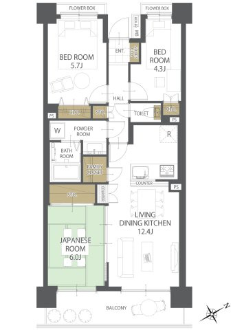 【間取り】市川東パーク・ホームズ 