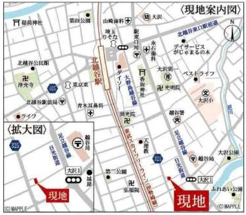 越谷市北越谷新築戸建ての地図