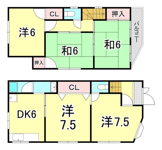 上甲子園１丁目貸家の間取り