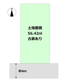 南向きの土地　現況上物ありです。