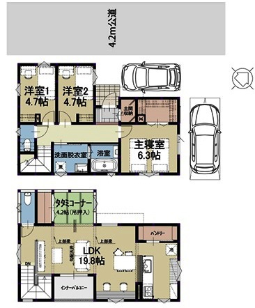 川越市的場　新築分譲　JR川越線『的場駅』徒歩12分　【霞ヶ関小学区】の間取り