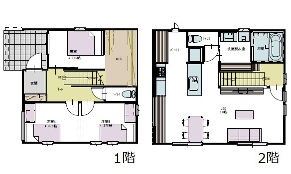 広島市安佐南区上安１丁目　新築一戸建て(全2棟)の間取り