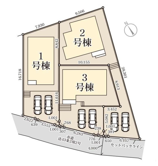 【区画図】 | 福岡市東区土井3丁目　2号棟（全3棟）【仲介手数料無料・0円】 | 区画図です。2号棟