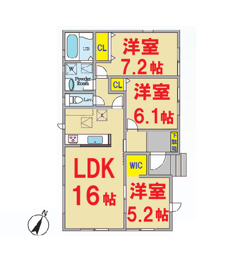 【間取り】 | 神栖市若松中央2号棟 | 3LDK　最短即日見学も可能です。お気軽にお問合せください。