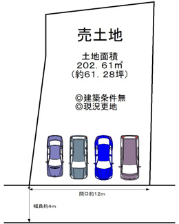 【土地図】 | 高師浜１丁目　売土地 | 【土地約６１．２８坪】駐車４台可能！広々駐車しやすいですね♪広々駐車スペースはママやお子様の自転車も停められますね！