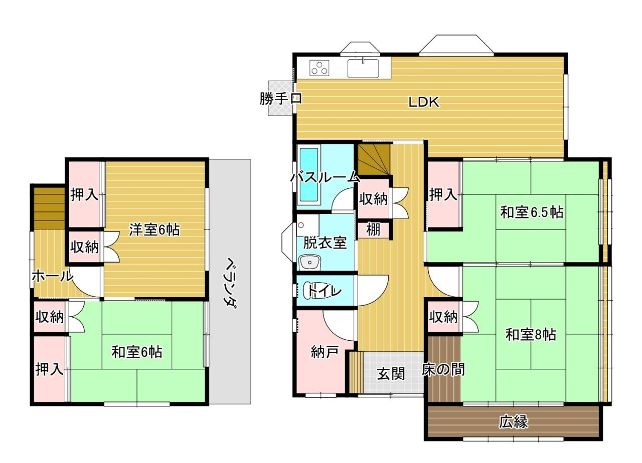 【No.7313】北園２丁目中古住宅/4LDKS/土地80坪以上の間取り