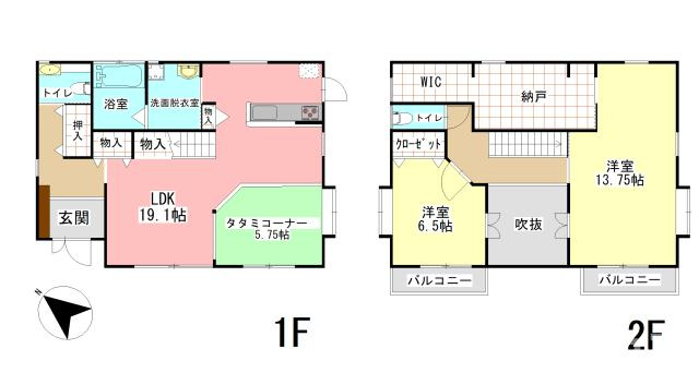 宇城市小川町江頭の中古一戸建の間取り