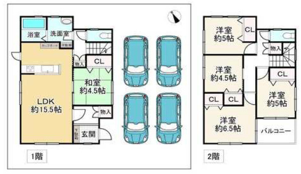 姫路市飾磨区細江　中古戸建の間取り|5LDKです。