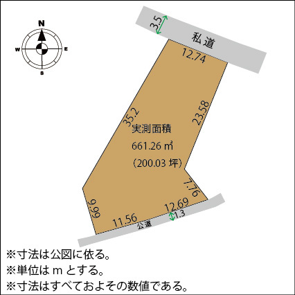 足利市栄町１丁目の売地の土地図