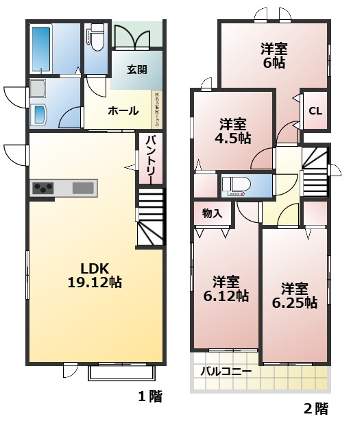 高浜市湯山町３期　２号棟の間取り