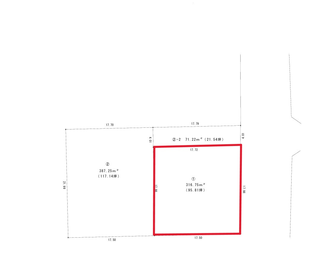コンフォートヒルズ前橋東片貝町3期　1号地の区画図