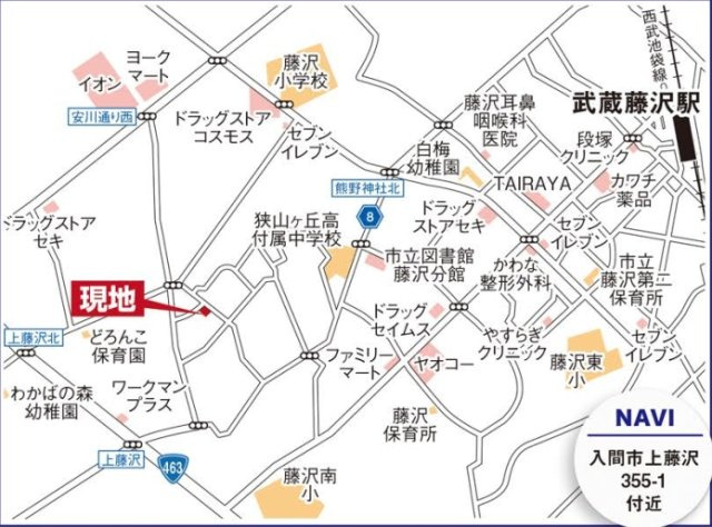 仲介手数料無料　GRAFARE入間市上藤沢5期・新築全6棟の地図