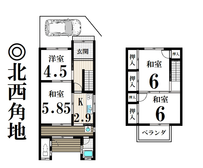上賀茂東後藤町 中古テラスの間取り