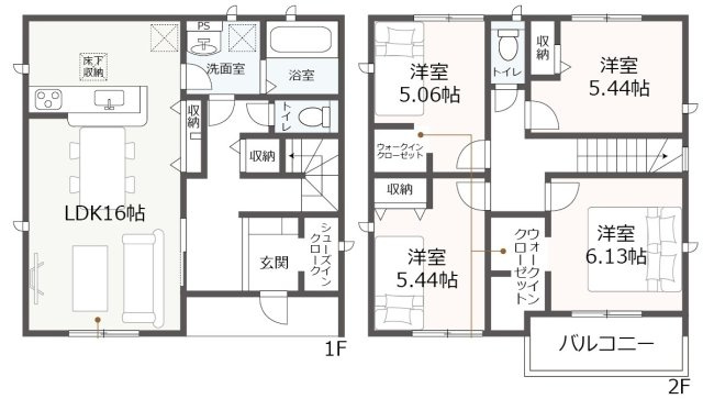 リーブルガーデン西尾市平口町　全5棟　新築戸建の間取り