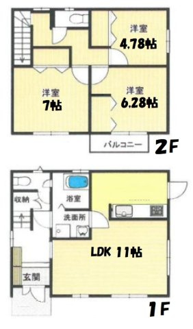 茂原市渋谷　中古戸建の間取り|駐車2台可車種制限あり）外装リフォーム済み令和7年4月オール電化IHクッキングヒーター 太陽光発電