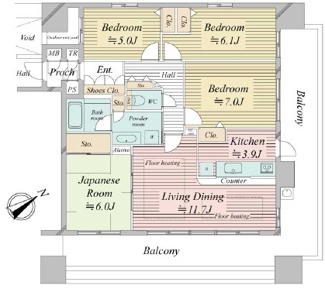 【間取り】 | ディークラディア中百舌鳥 | 4LDK