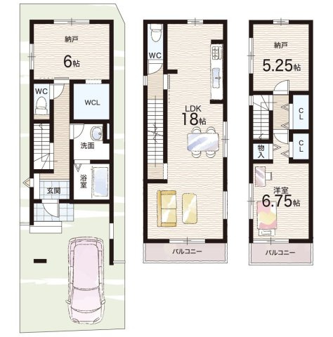京都市山科区御陵荒巻町　第1期　新築一戸建ての間取り
