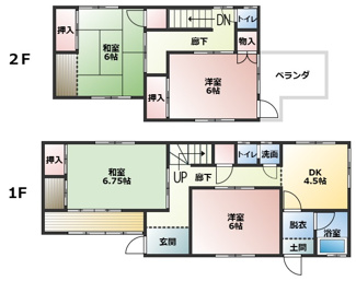 【間取り】 | 英賀貸戸建84-54