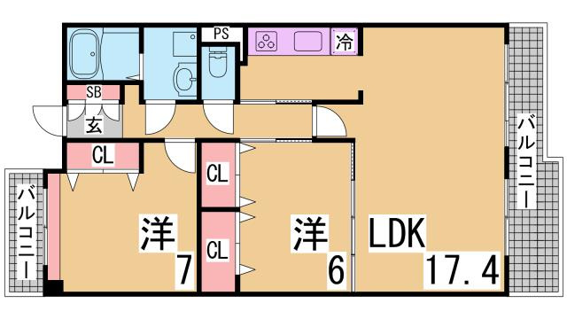 神戸市須磨区妙法寺字大津江の賃貸マンションの間取り