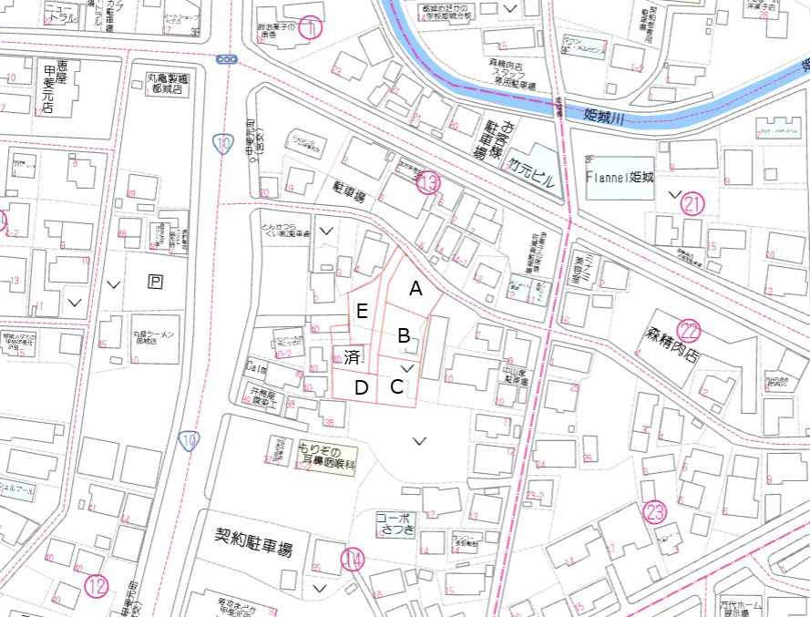 都城市甲斐元町の売地の土地図