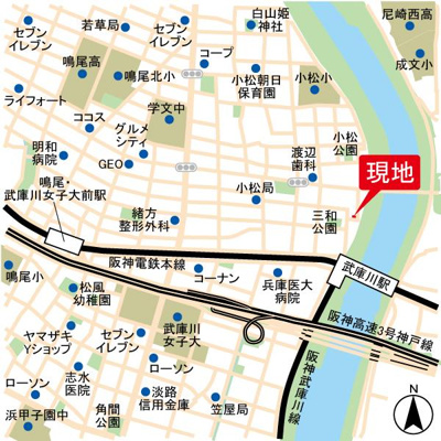 【地図】 | 西宮市　小松南町１丁目　新築戸建