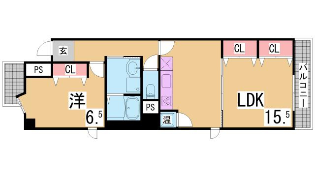 神戸市兵庫区新開地４丁目の賃貸マンションの間取り