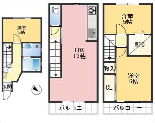 豊中市夕日丘3丁目　中古戸建の間取り