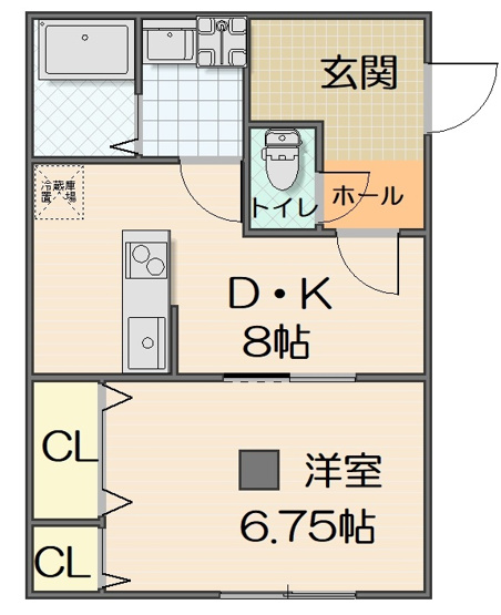 【間取り】 | アクアムーン | １DKの間取り。