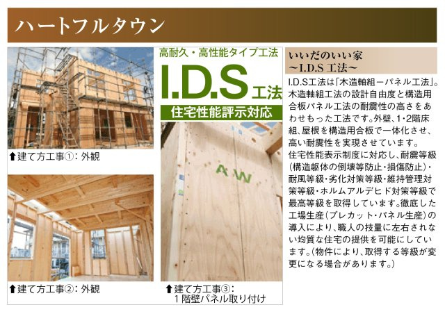 ハートフルタウン　一宮市伝法寺4期　全2区画分譲のその他|I.D.S工法は木造軸組工法の設計自由度と構造用合板パネル工法の耐震性の高さをあわせもった工法です。