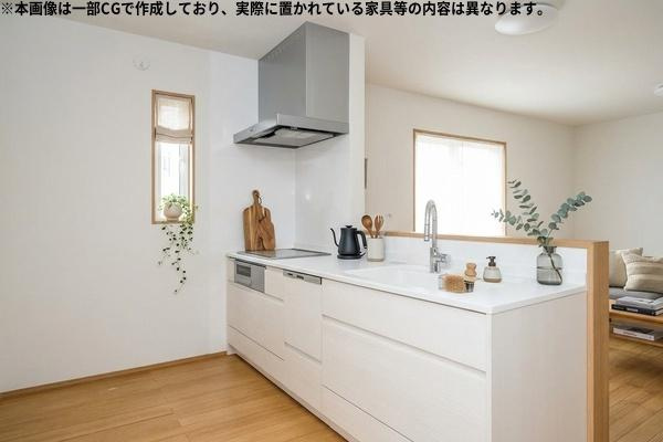センチュリータウン関園ⅡNのキッチン|※本画像は一部CGで作成しており、実際に置かれている家具等の内容とは異なります。