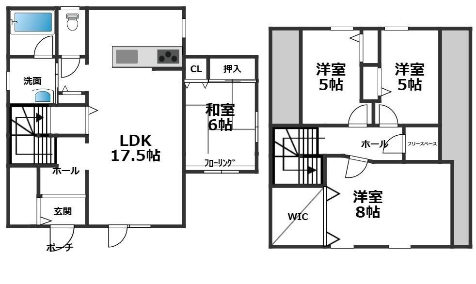中古住宅　新得町西3条南7丁目の間取り