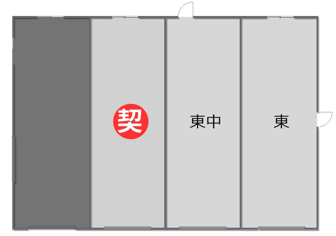 津山市下高倉西　貸倉庫の間取り|全2戸　募集中　賃料は1戸あたり